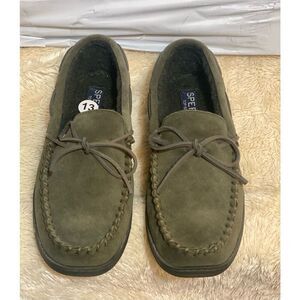 SPERRY Men’s DOYLE SLIPPER OLIVE MOCCASIN FAUX FUR FLEECE Sz 13 US